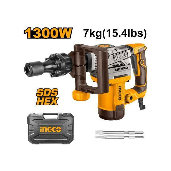 INGCO PDB130018 Demolition Breaker – 1300W | 7kg SDS HEX Jack Hammer