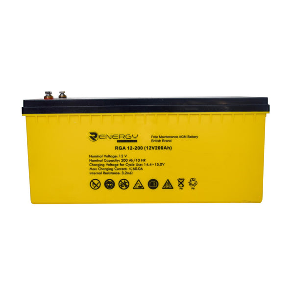 Renergy 200Ah AGM Battery – Maintenance-Free Deep Cycle Solar Battery