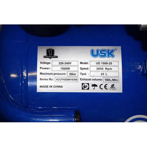 USK Unitech Air Compressor 25 Litre – 1500W (2HP) Direct Drive Air Compressor – UD 1500-25