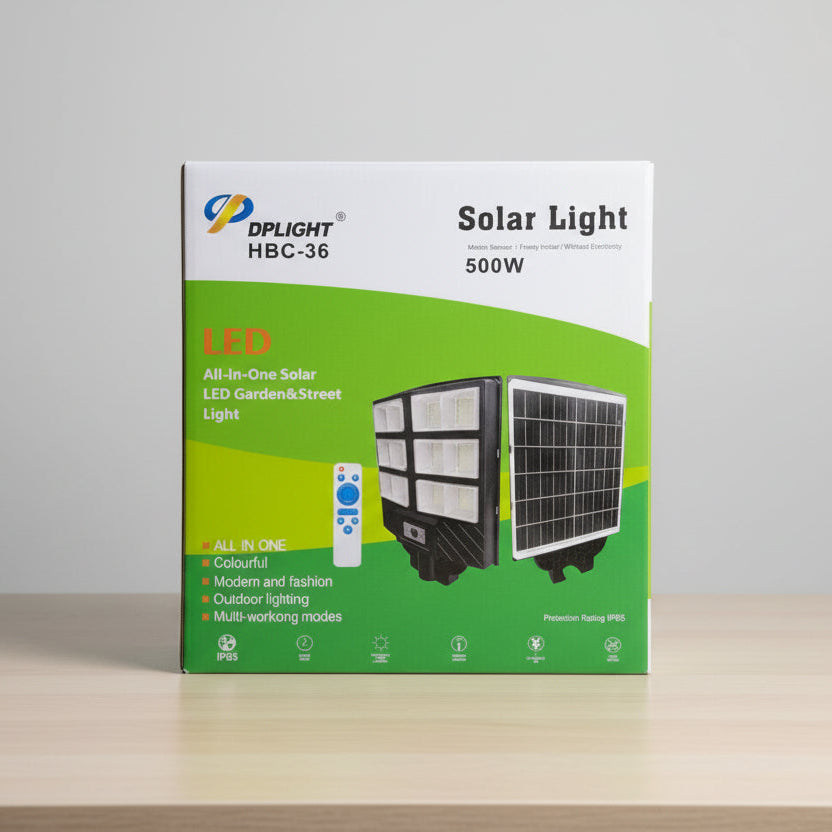 DP Solar Powered Street Lamp 500W with Motion Sensor (All-in-One)