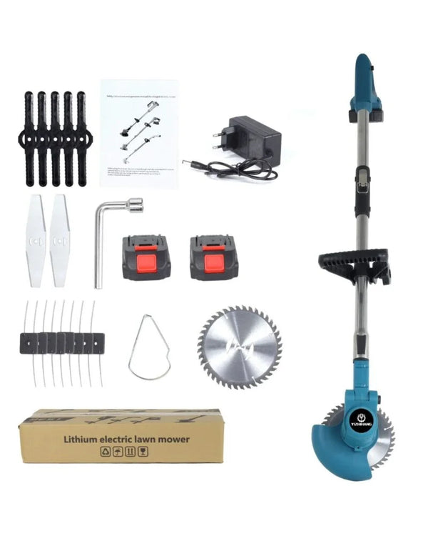 800W Multifunctional Cordless Brush Cutter with 2 Batteries & Cutting Blades