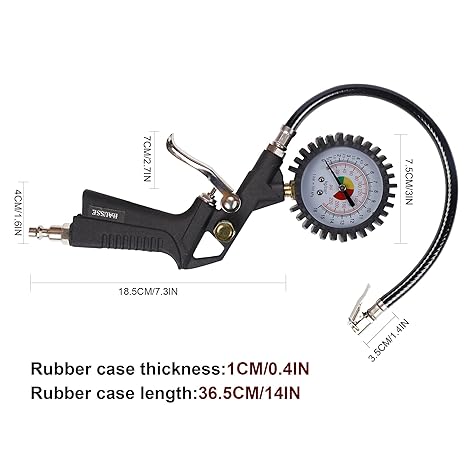 Hausse Heavy Duty Air Compressor Accessory Kit – Tire Inflator Gauge & Air Blow Gun Set (1/4" NPT)