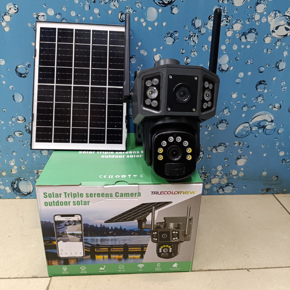 Dual Lens Solar Triple Screen 4G PTZ CCTV Camera – 360° Smart Security