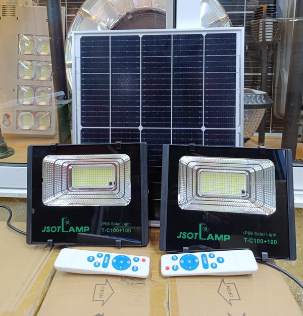 2-in-1 100W + 100W Solar LED Floodlight