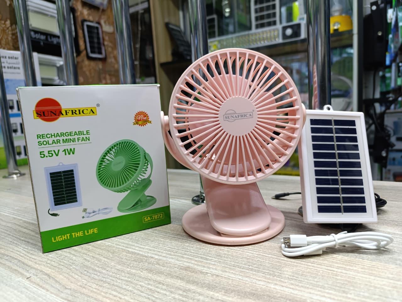 SunAfrica Solar Rechargeable Mini Fan with Clip