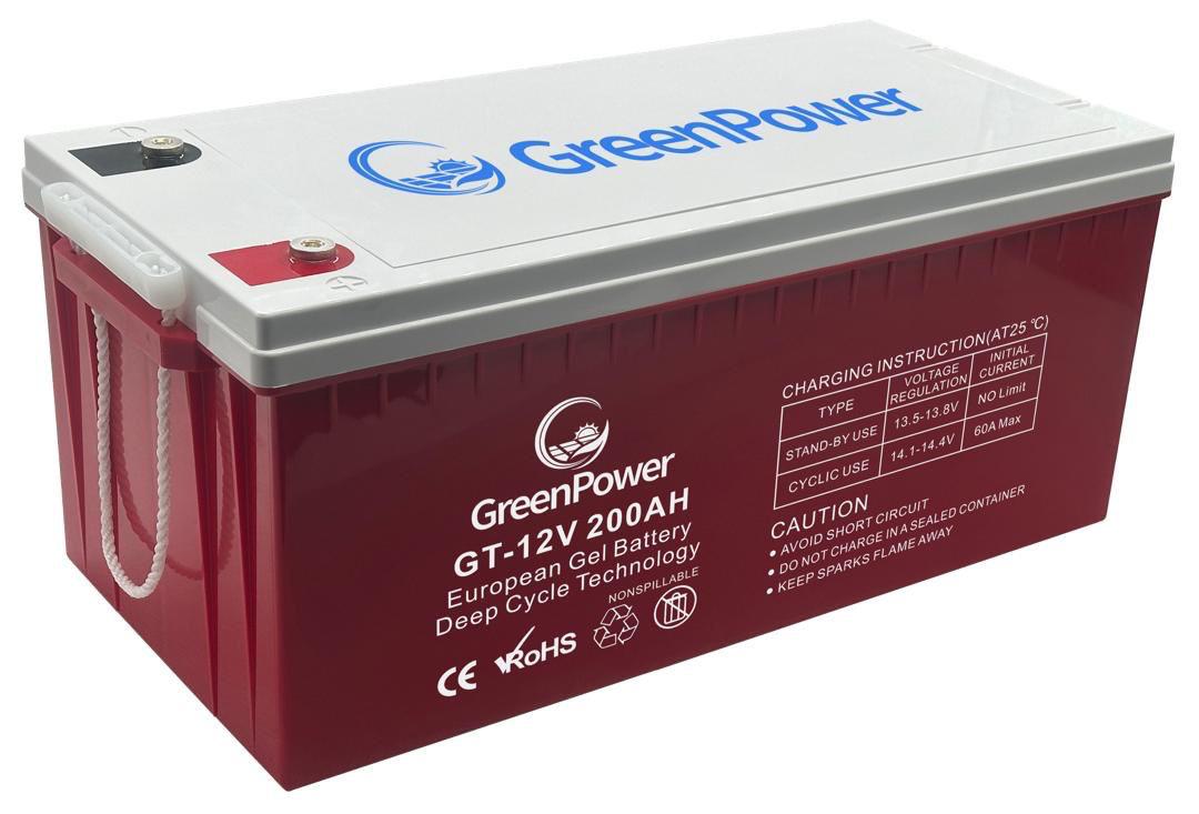 GreenPower GT-12V 200Ah Gel Battery – Deep Cycle Reliable Backup Power