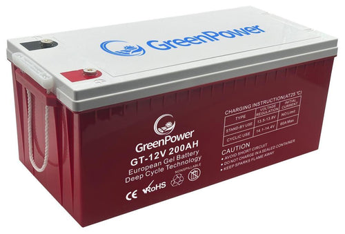 GreenPower GT-12V 200Ah Gel Battery – Deep Cycle Reliable Backup Power