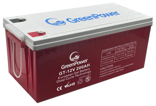 GreenPower GT-12V 200Ah Gel Battery – Deep Cycle Reliable Backup Power